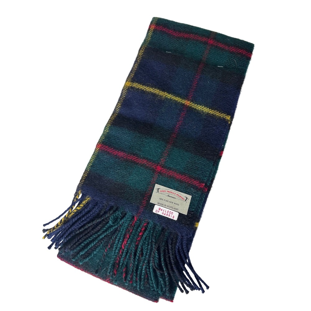 Vintage 70s James Pringle Weavers MacLeod Harris Tartan Wool Scarf 60" Scotland